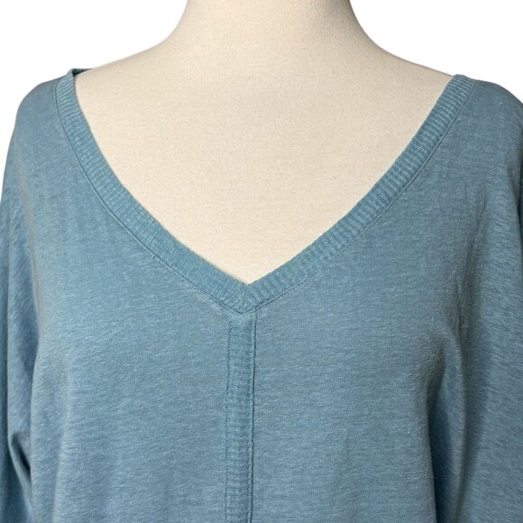 Eileen Fisher Linen Blouse V-neck Size Small Solid Blue - Picture 4 of 7
